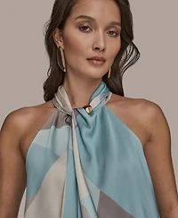 Donna Karan New York Women's Printed Twist Halter Neck Top