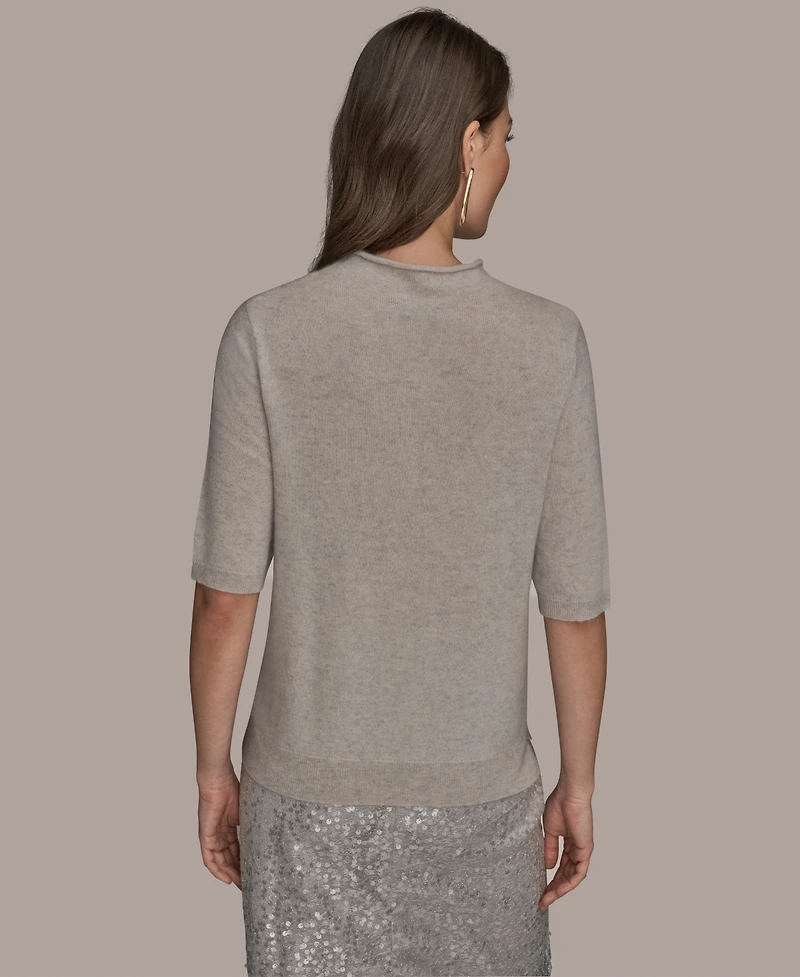 Donna Karan New York Women's Short-Sleeve Mock Neck Sweater