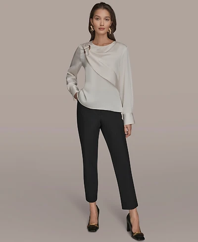 Donna Karan New York Women's Scoop Neck Long-Sleeve Top