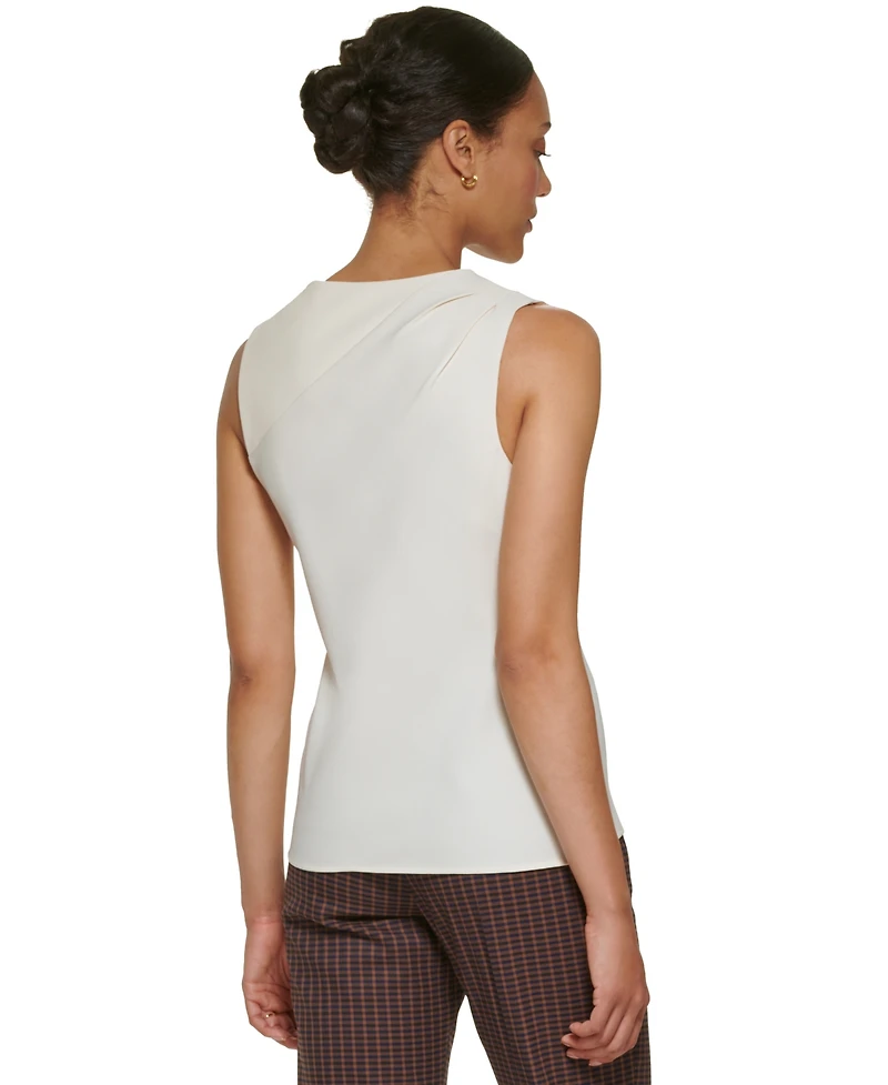 Dkny Petite Sleeveless Mix Media Knit Blouse