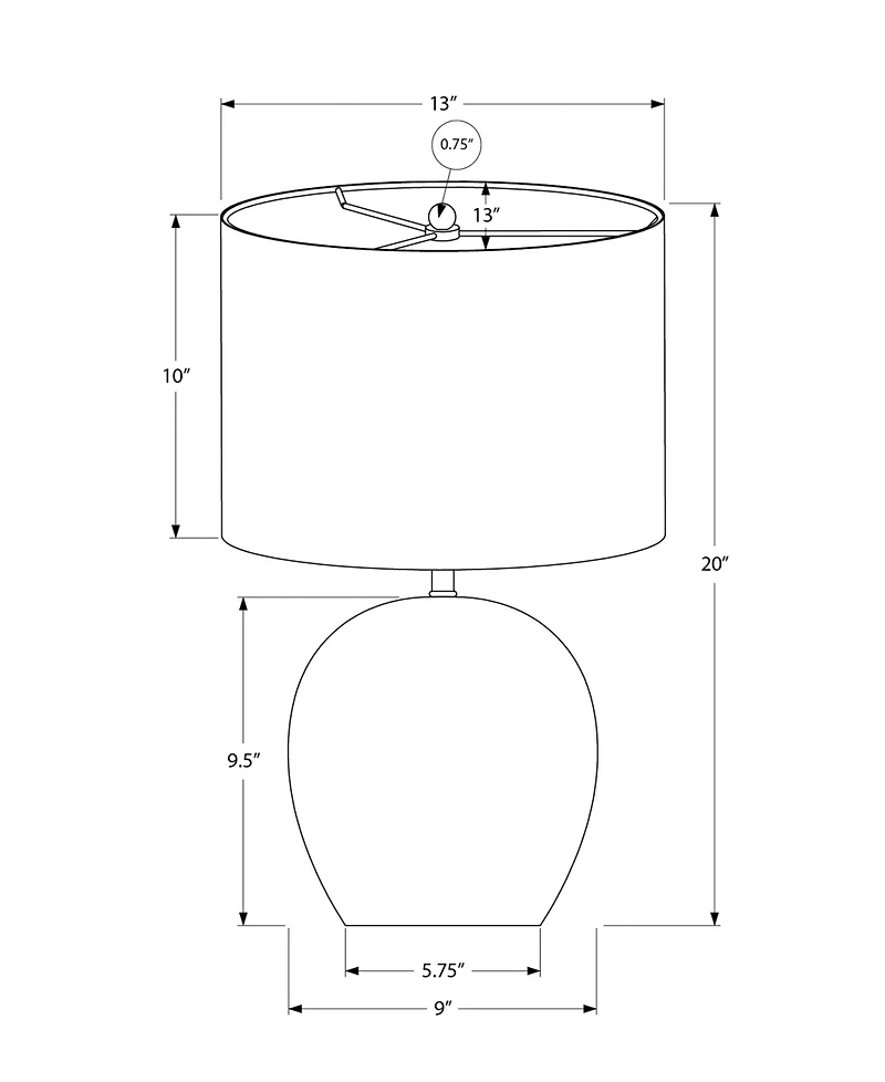 Monarch Specialties Lighting 20" Metal Table Lamp