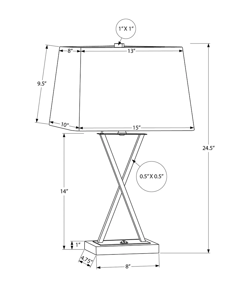 Monarch Specialties Lighting 25" Metal Table Lamp