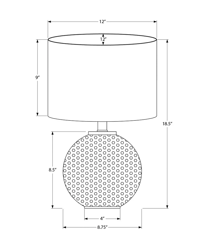 Monarch Specialties Lighting 19" Metal Table Lamp