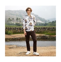 Campus Sutra Men's Off-White Earthy Splotch Shirt