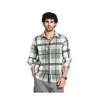 Campus Sutra Men's Sage Green Overlap Buffalo Shirt