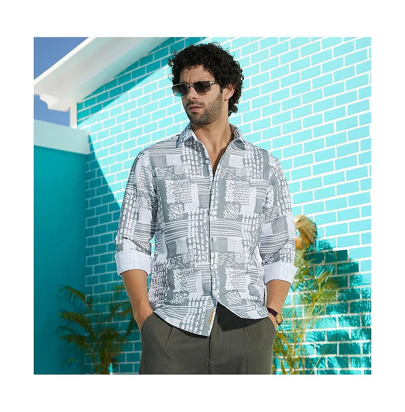 Campus Sutra Men's Flint Grey Verve-Impressionistic Shirt