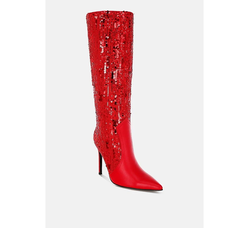 Sitarah Sequin Embellished Stiletto Long Boots Women