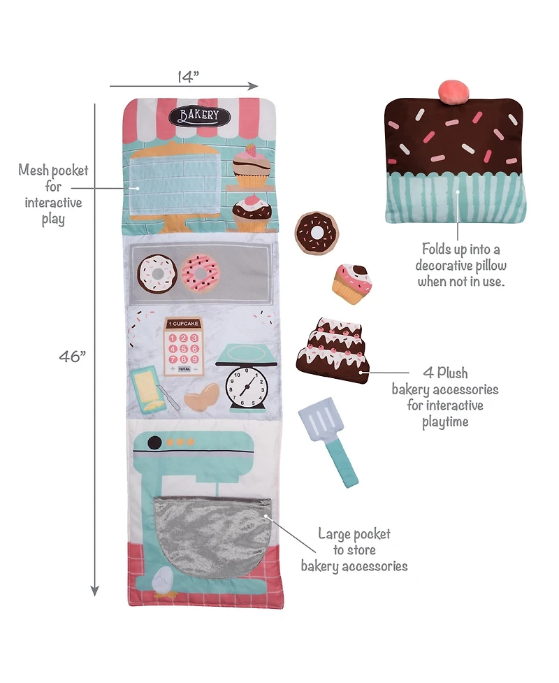 Lambs & Ivy Interactive 2-n-1 Soft Toddler Cupcake/Bakery Pillow Play Set
