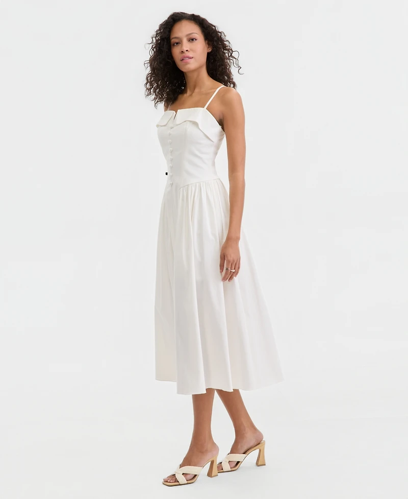 Alex & Sophia Juniors' Folded Square-Neck Sleeveless Midi Dress