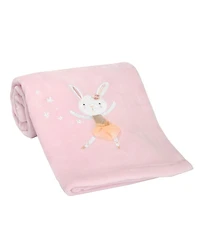 Bedtime Originals Tiny Dancer Pink Ballet Soft Fleece Bunny Applique Baby Blanket