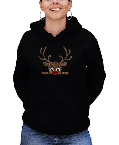 La Pop Art Women's Peeking Reindeer Word Long Sleeve Sweatshirt