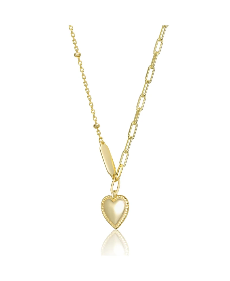 14K Gold Plated Sleek Heart Pendant Chain Necklace