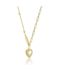 14K Gold Plated Sleek Heart Pendant Chain Necklace