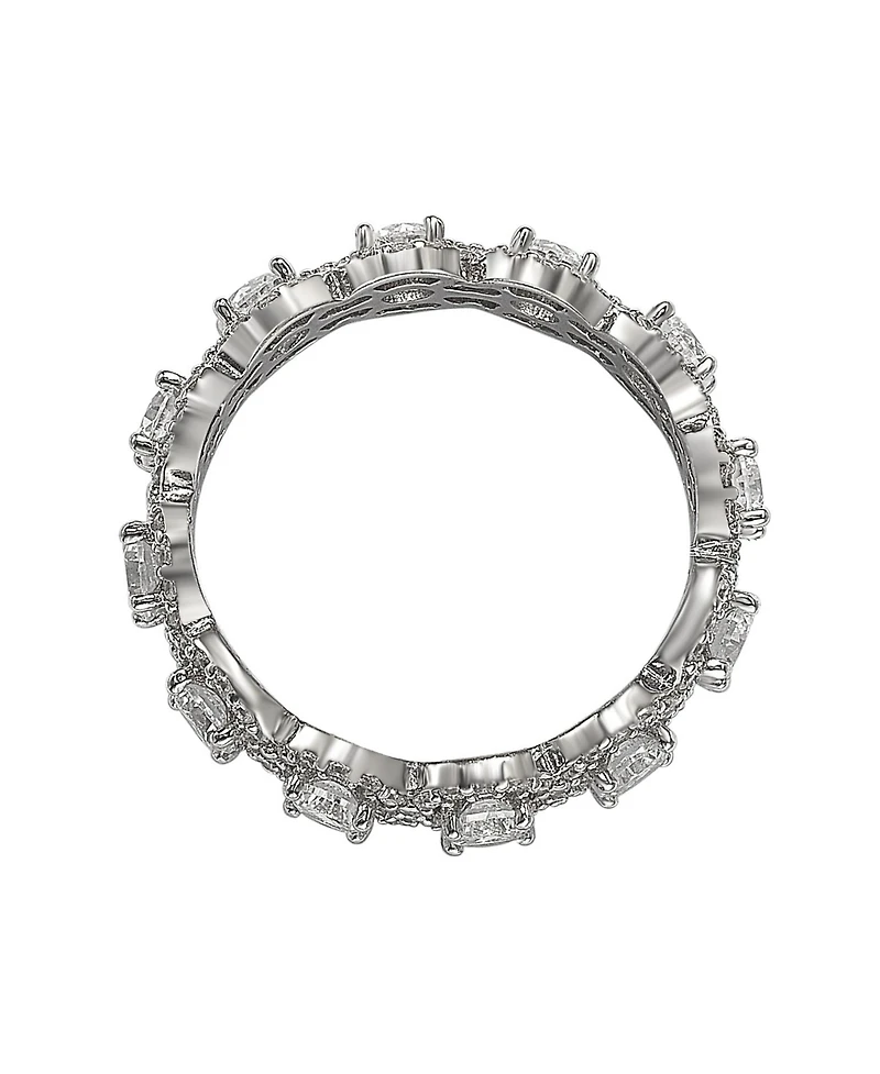 Suzy Levian Sterling Silver Round White Cubic Zirconia Eternity Band Ring