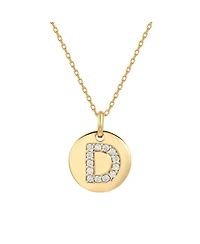Suzy Levian Sterling Silver Cubic Zirconia Letter "S" Initial Disc Pendant Necklace