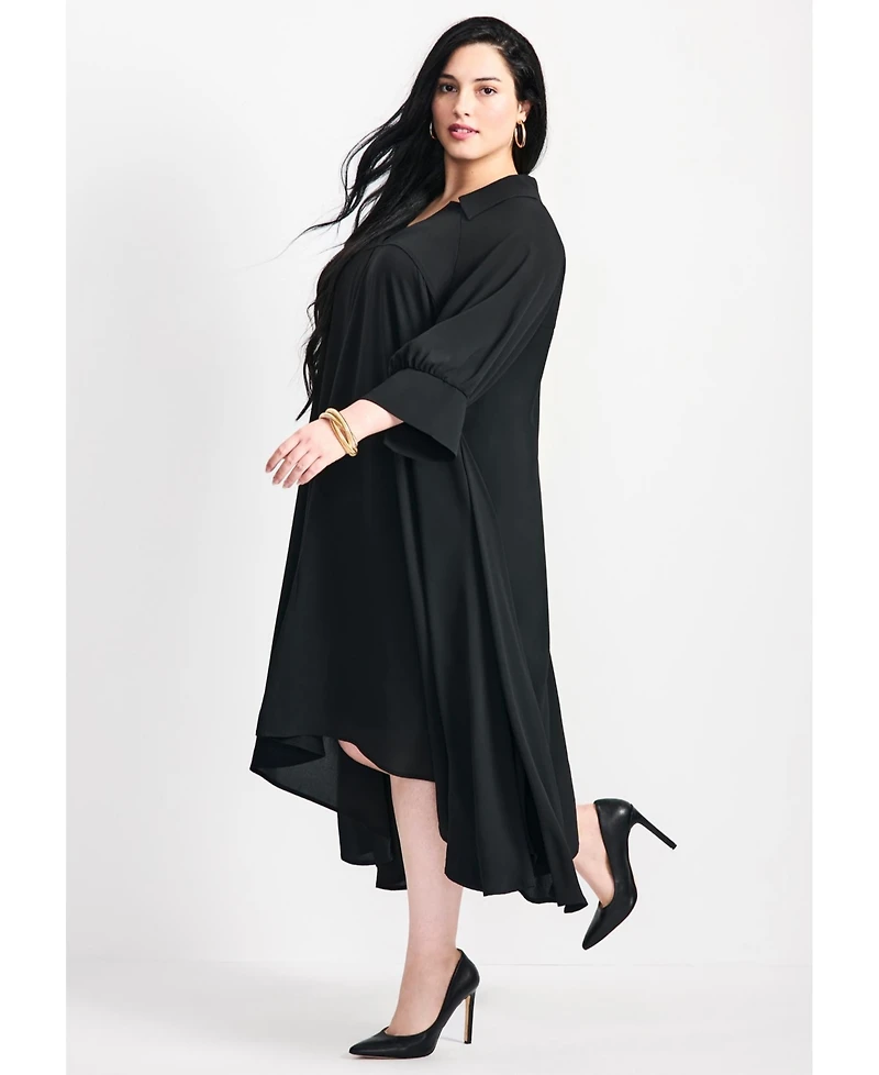 Avenue Women's Plus Parker Hanky Hem Collared Dress