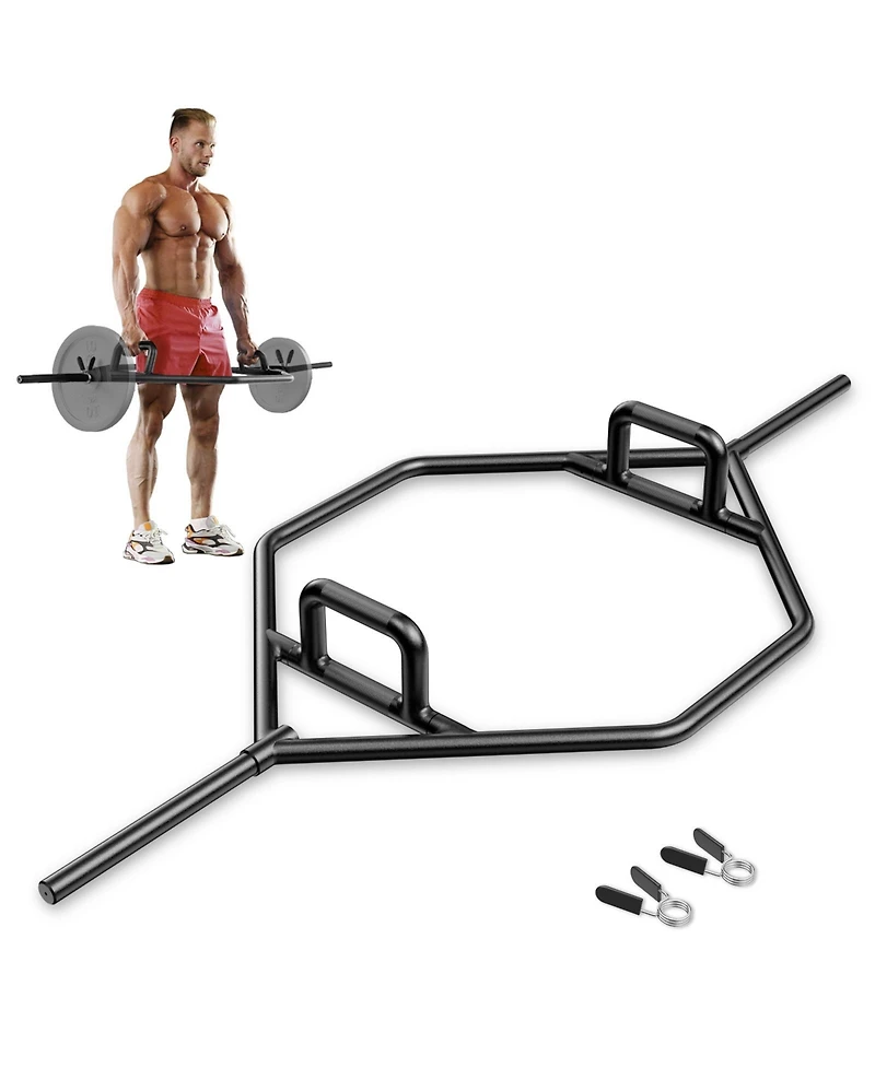 Skonyon Olympic Hex Trap Bar with 2 Spring Collars and Foldable Handle