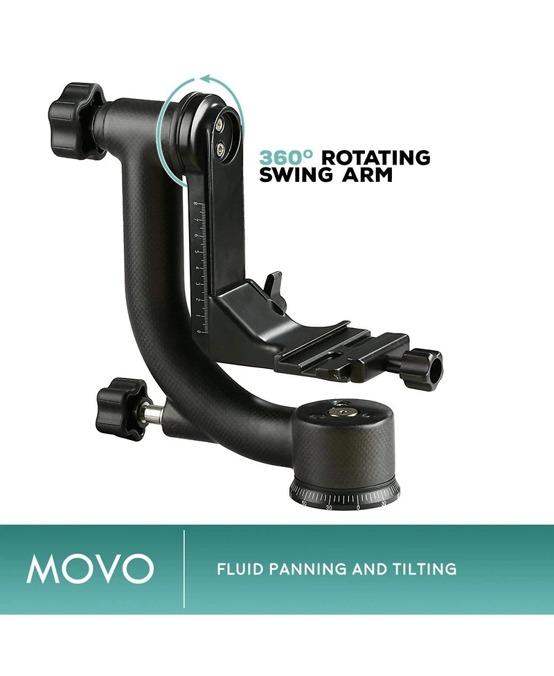 Movo GH800 Mkii Carbon Fiber rofessional Gimbal Tripod Head with Arca-Swiss Quick-Release Plate