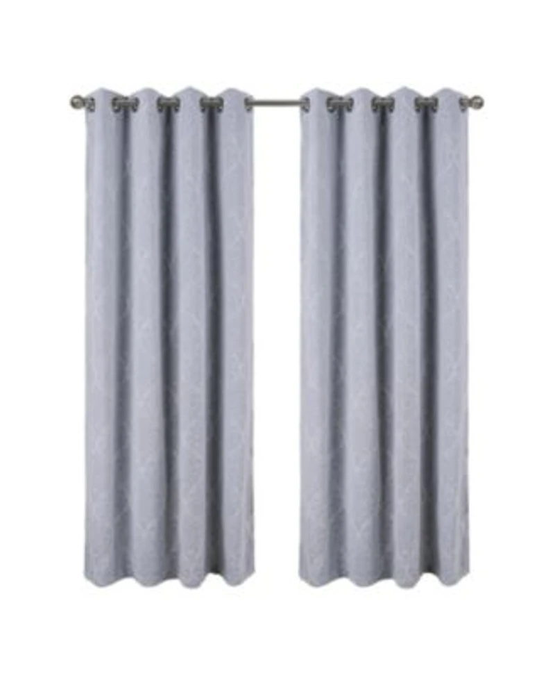 Rt Designer Collection Kimber Embroidered Blackout Luxurious Decorative Grommet Curtain Panel 54 X22 X Silver