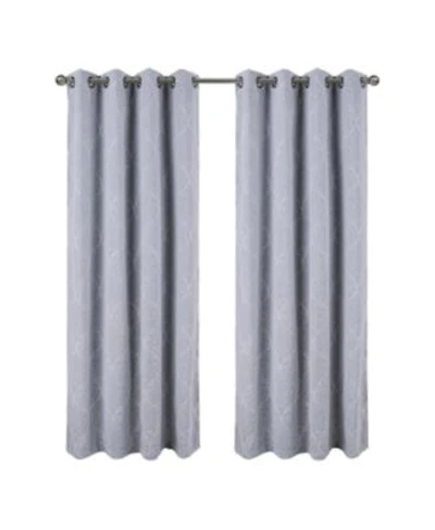Rt Designer Collection Kimber Embroidered Blackout Luxurious Decorative Grommet Curtain Panel 54 X22 X Silver