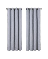 Rt Designer Collection Kimber Embroidered Blackout Luxurious Decorative Grommet Curtain Panel 54 X22 X Silver