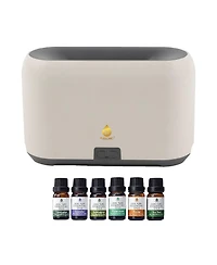 Pursonic FlameGlow Aromatherapy Diffuser & 6-Pack Essential Oils Wellness Bundle – Pure Relaxation with Light, Scent & Serenity