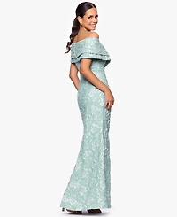 Betsy & Adam Women's Long Off-The-Shoulder Dress