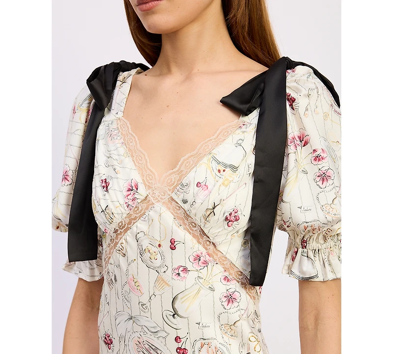 En Saison Women's V-Neck Short-Sleeve Midi Dress