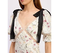 En Saison Women's V-Neck Short-Sleeve Midi Dress