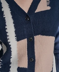 Dkny Women's Long-Sleeve Color-Block Cropped Cardigan