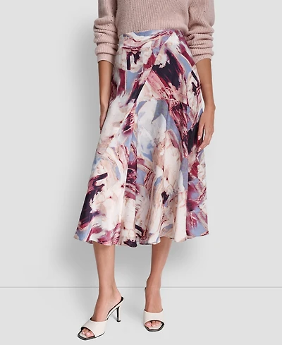 Dkny Women's Printed Bias-Cut A-Line Midi Skirt
