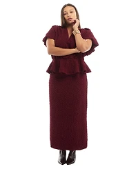 June & Vie Women's + Textured Knit Column Midi Skirt