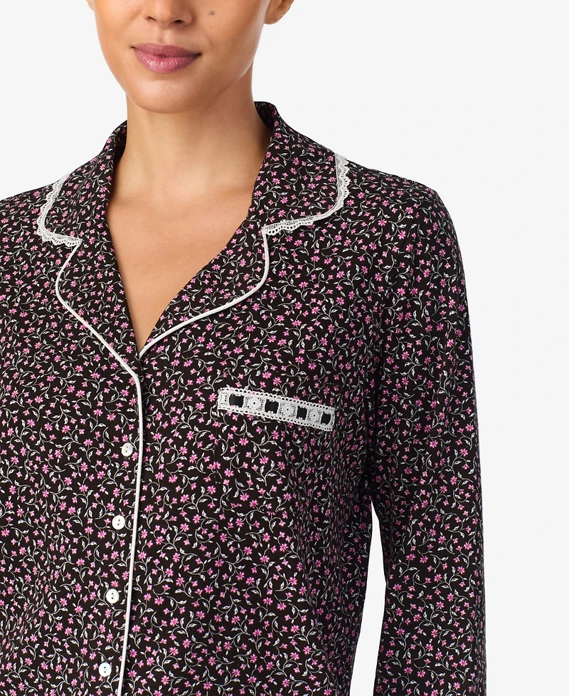 Aria Sleepwear Burshed Cotton Notch Collar Pant Pj set