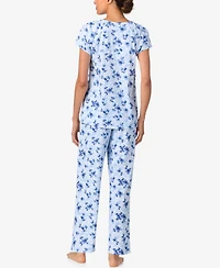 Aria Sleepwear Brushed Cotton Cap Sleeve long pant Pj set