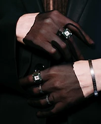 Breda Women's x Dalmata Time Ring Emerald Crystals and Stainless Steel Expandable Ring Watch, 15mm