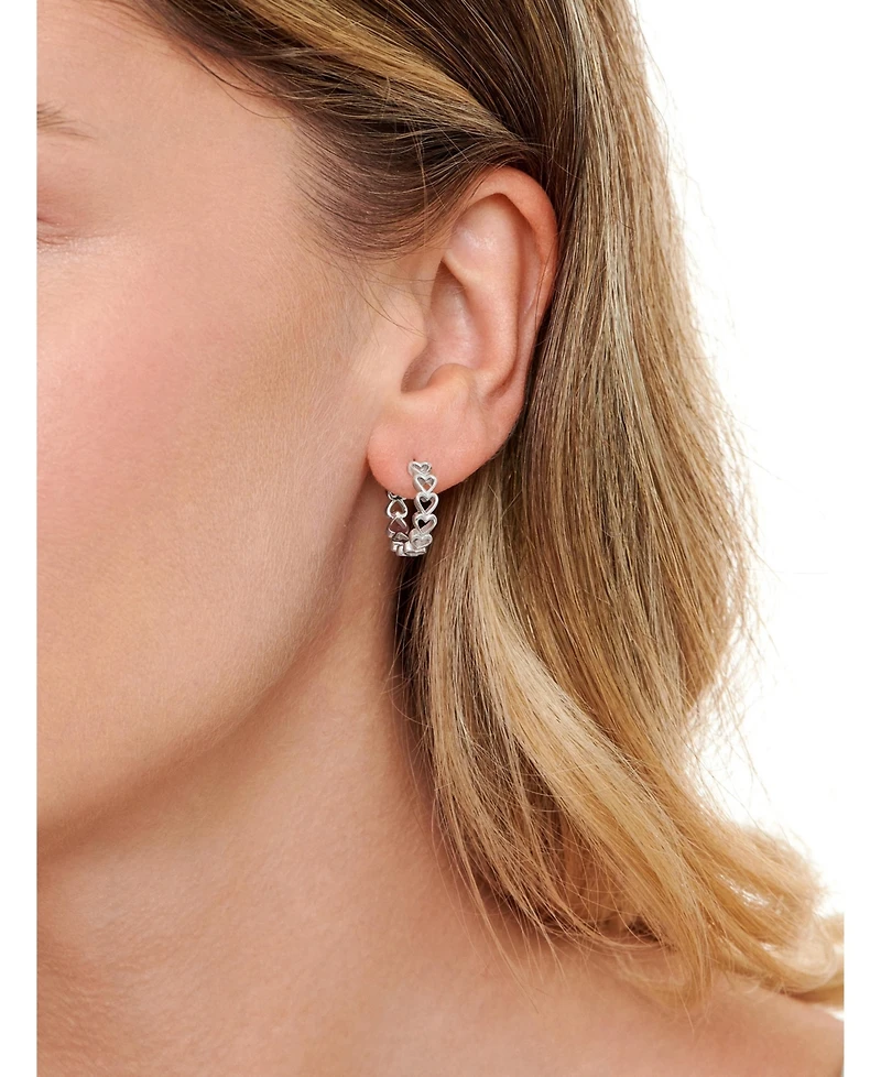 Devata Open Heart Hoop Earrings in Rhodium Plated Sterling Silver