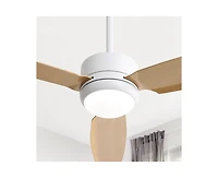 Sofucor 46-inch Modern White 3-blade Ceiling Fan with Led Light with Six-speed Remote Control