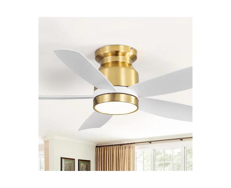 Sofucor 42-inch Modern Golden 5-Blade Ceiling Fan With 6-Speed Adjustable Wind Speed and Light Kit