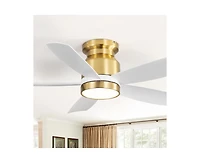 Sofucor 42-inch Modern Golden 5-Blade Ceiling Fan With 6-Speed Adjustable Wind Speed and Light Kit
