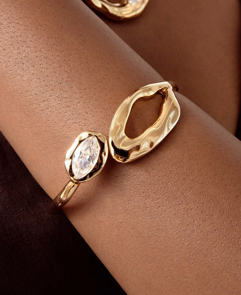 Ettika Gold Plated Molten Marquise Cuff Bracelet
