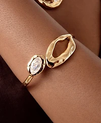 Ettika Gold Plated Molten Marquise Cuff Bracelet
