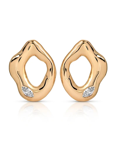 Ettika Melting Metal Crystal Stud Earrings