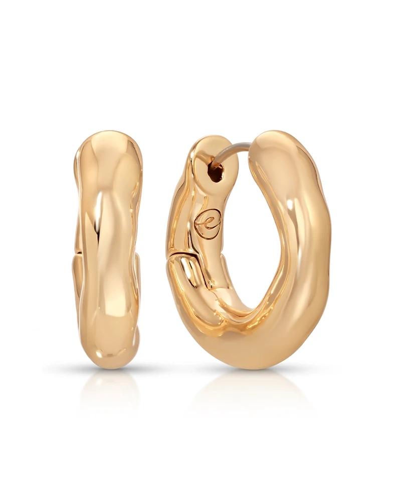 Ettika Gold Plated Mini Molten Hoop Earrings