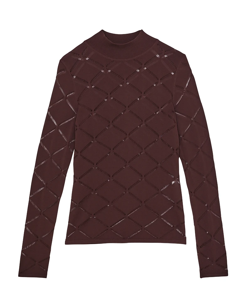Reiss Women's Laser-Cut Funnel-Neck Knit Top