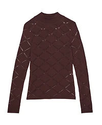 Reiss Women's Laser-Cut Funnel-Neck Knit Top