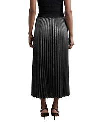 Reiss Women's Metallic Pleated Midi Skirt
