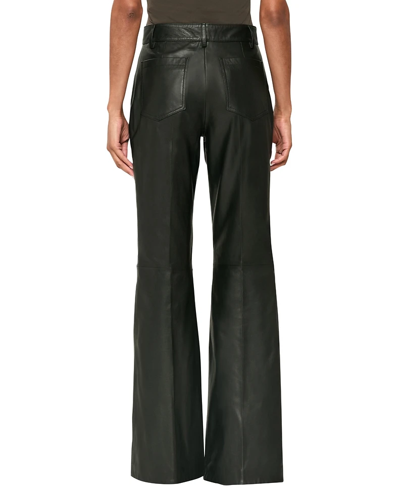 Reiss Women's Leather High-Rise Flared Pants