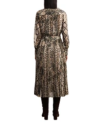 Reiss Women's Snake-Print Pleated Midi Dress