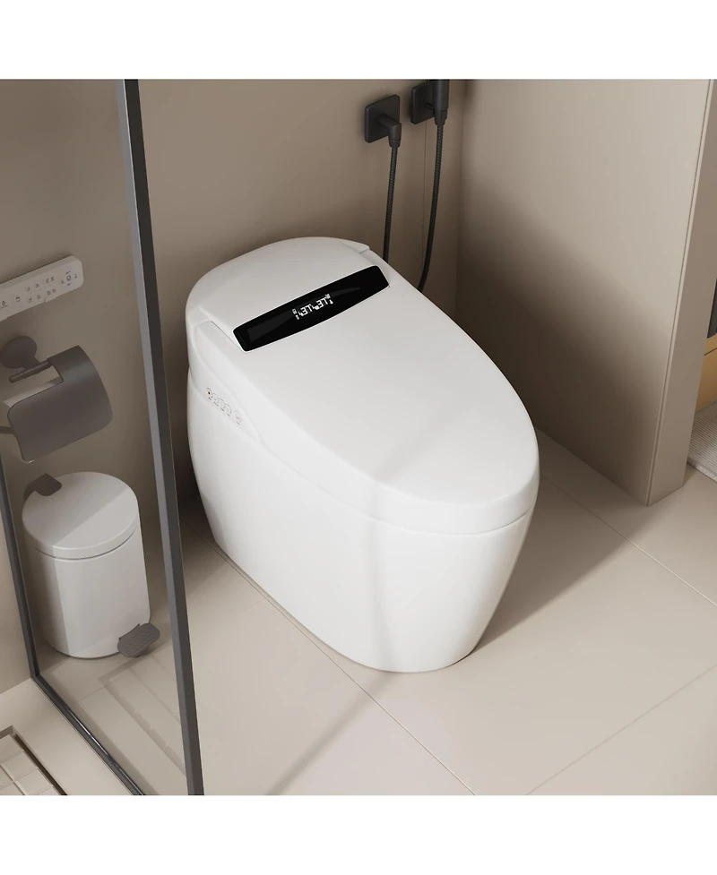 Lalahoo Smart Toilet Tankless Bidet Toilet, One Piece Auto Open Close Lid, Foot Sensor Heated Seat Warm Water Sprayer & Dryer, Remote and Knob Control
