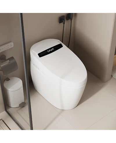 Lalahoo Smart Toilet Tankless Bidet Toilet, One Piece Auto Open Close Lid, Foot Sensor Heated Seat Warm Water Sprayer & Dryer, Remote and Knob Control